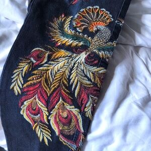 DG2 by Diane Gilman Peacock embroidered sequin jean size 10